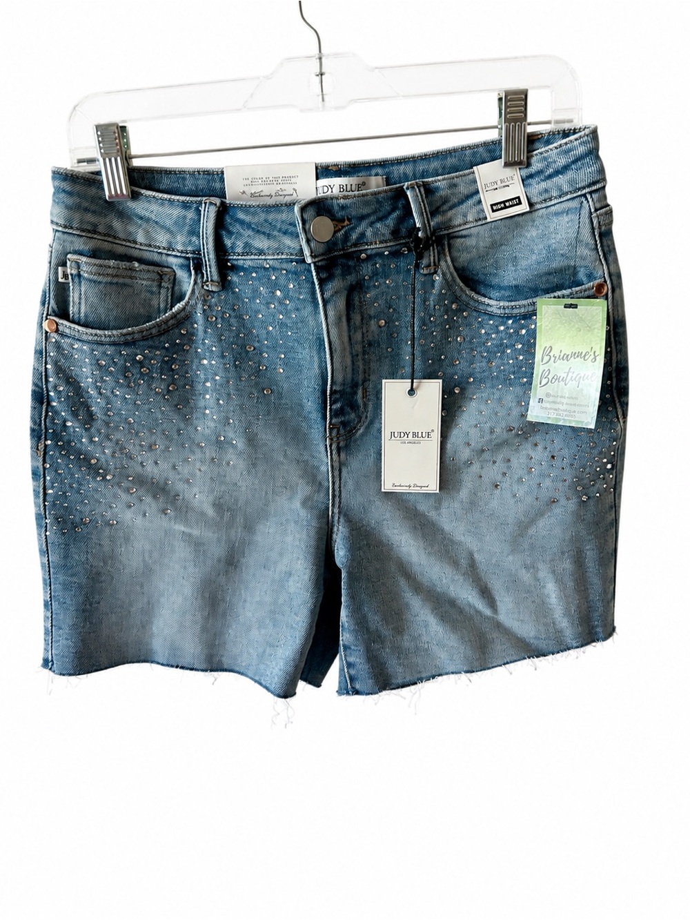 Judy Blue Women's Light Blue Denim Shorts with rhinestones